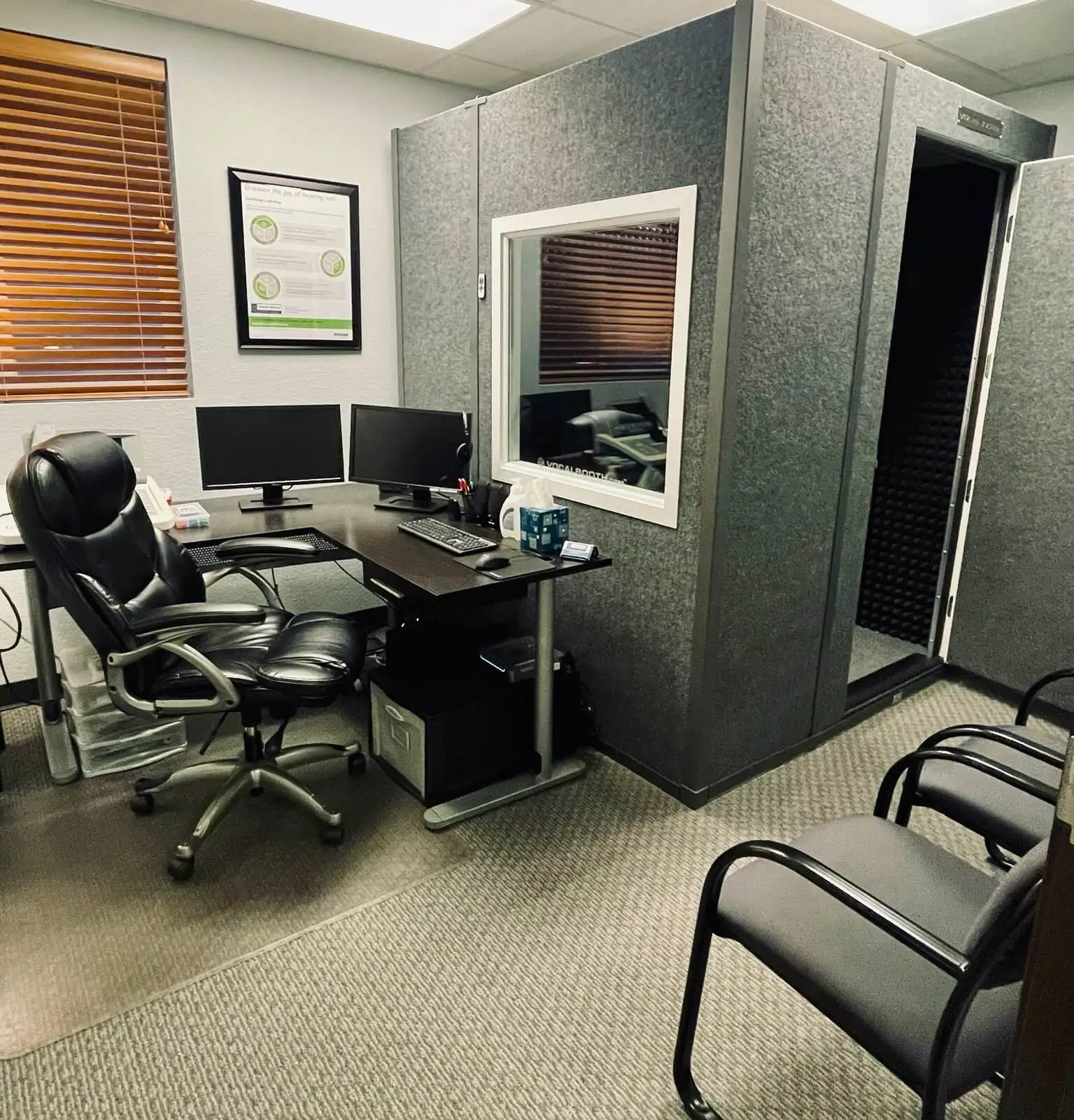 Hearing test booth at Denison Hearing
